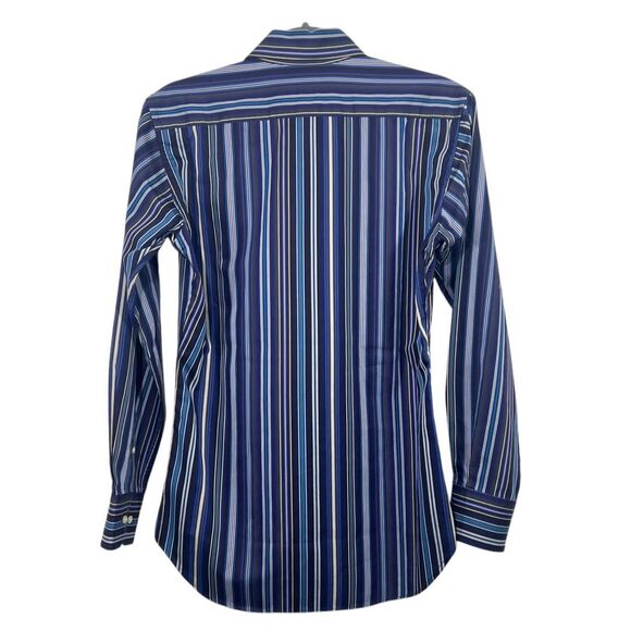 Etro Men’s Long Sleeves Button-Down Shirt Size 37 in Etro Blue Striped - Picture 5 of 14